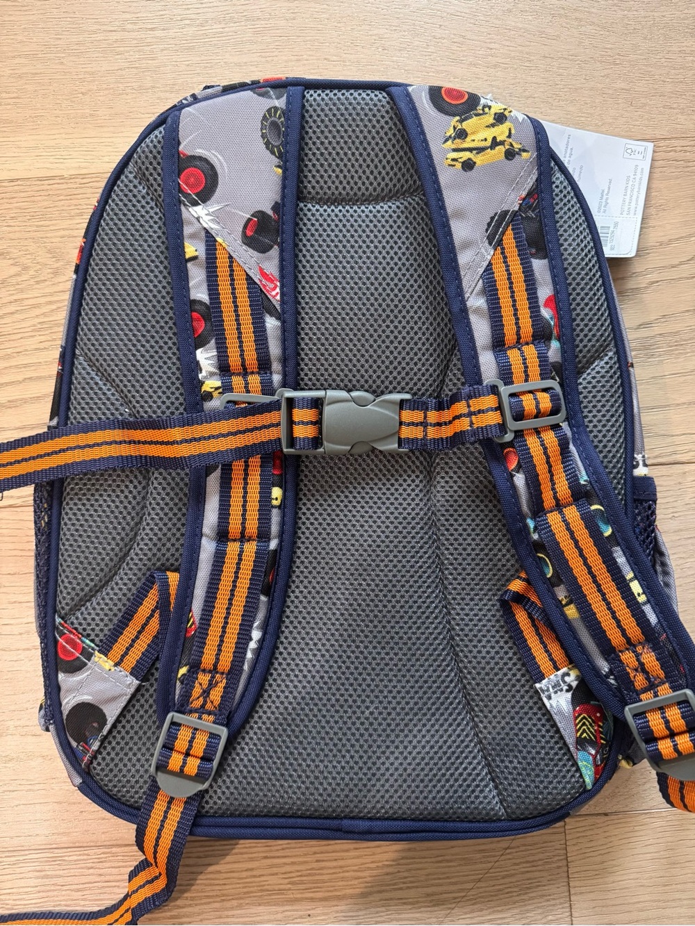 Pottery Barn Kids Hot Wheels Monster Trucks Gray & Navy Backpack - Picture 3 of 3